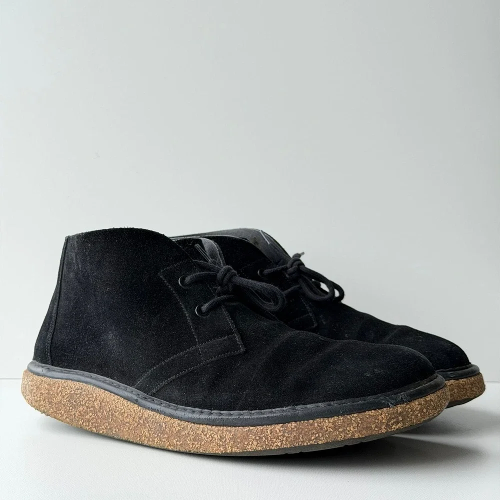 Birkenstock Dundee Plus Chukka Boots Mens 45 Black Suede Cork Sole Lace Up Shoes